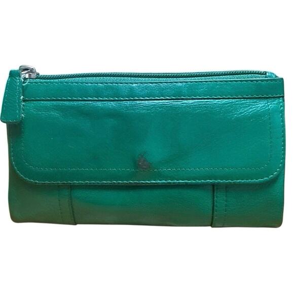 Vintage Mancini Kelly Green Leather Bifold Wallet Magnetic Snap - Picture 2 of 6